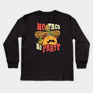 Dabbing Taco Cinco De Mayo Funny Boys Men Mexican Food Dab Kids Long Sleeve T-Shirt